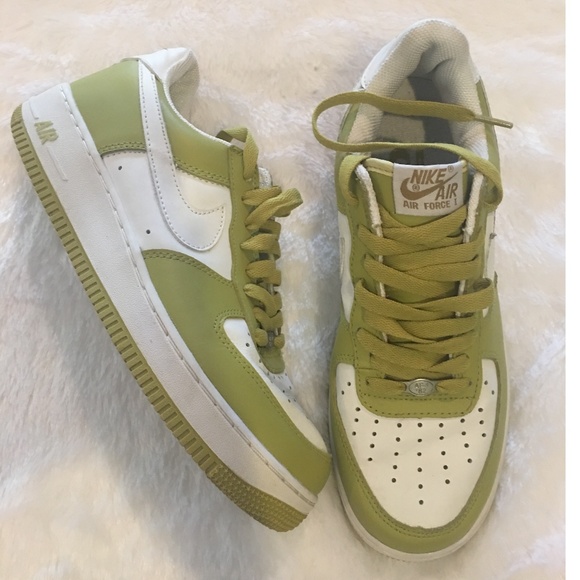 lime green and white air force ones